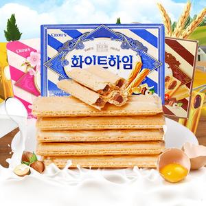 韩国进口榛子奶油夹心饼干巧克力威化克丽安榛子瓦夹心蛋卷