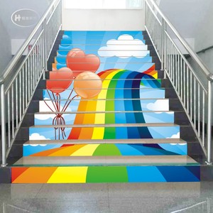 创意幼儿园楼梯台阶踏步脚梯地贴纸阶梯广告防潮耐磨3D立体画标识