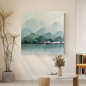 水墨丹青山水手绘油画新中式国画风泼墨画装饰画客厅玄关肌理挂画