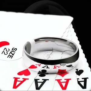 反光认牌戒指近景魔术道具 预言魔术 看牌指环王钛钢指环高清扑克