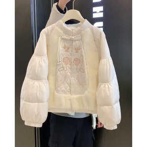 新中式国风白色羽绒棉服冬装女2024年新款高级感超好看棉衣厚外套