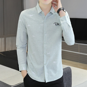 九牧王春季2023新款衬衫男士长袖春夏休闲衬衣韩版潮流男装百搭