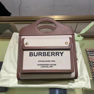 【99新】Burberry巴宝莉女包帆布口袋邮差包Tote购物袋斜挎手提包