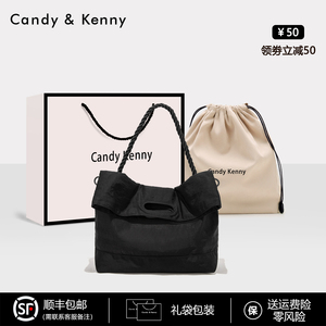 官网Candy&Kenny黑色大容量托特包包女2023新款潮休闲通勤单肩包