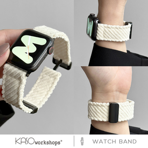 KASO适用苹果手表表带iWatch9新款秋冬针织磁吸表带智能运动iWatchs9/8/7/5/se灯芯毛绒针织Ultra2磁吸手腕带