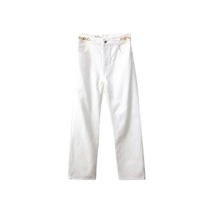 凯旋门白色牛仔裤女高腰直筒纯棉时髦长裤2024年春季新款 NZK2820