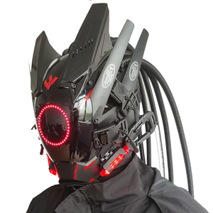 赛博朋克头盔面具铁血战士cosplay机械战术面罩发光全脸男女面具
