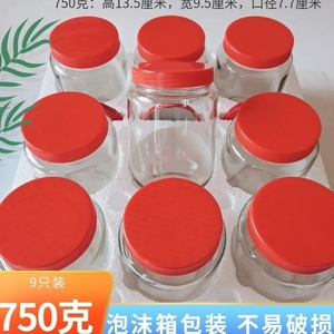 豆腐乳罐子玻璃瓶塑料盖罐头瓶带盖收纳瓶密封罐500克圆瓶蜂蜜瓶