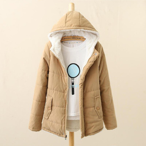 Hooded long-sleeved padded jacket 秋冬连帽长袖加绒棉袄外套女