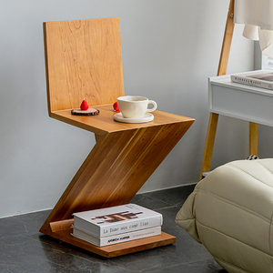 Z字椅实木餐椅复古家用北欧简约设计师Zig zag Chair靠背创意单椅