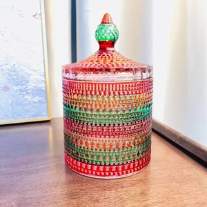大号彩色水晶玻璃蒙古包民族风储物罐糖果罐SRT