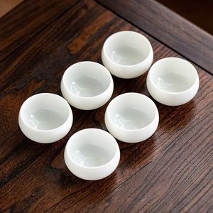 越顺白瓷小茶杯陶瓷罗汉杯六个装功夫茶具品茗杯家用小杯子禅定杯