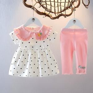 巴拉巴柆一岁女宝宝夏装0公主裙套装3纯棉婴儿衣服女童短袖两件夏
