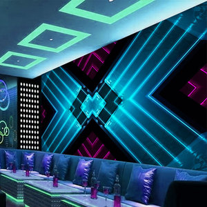 3d立体ktv包厢房间壁纸科技感前台背景墙布酒吧过道装饰闪光墙纸