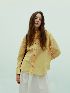 广州薇颂服饰有限公司撞色扣长袖衬衫女2024春季韩系氛围感橘黄色