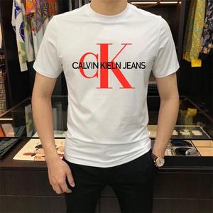 新款CK短袖T恤男装夏季圆领青年流行韩版半袖大LOGO百搭运动体恤