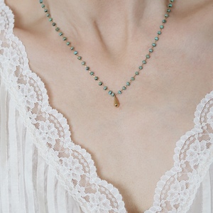 ZaSaFran「只此青绿」天然绿色松石项链女士金珠气质精致细锁骨链