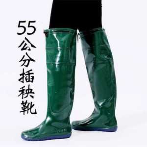 过膝长筒硅胶干活男式深筒雨靴农用雨鞋下田鞋袜泥水打渔雨裤简易