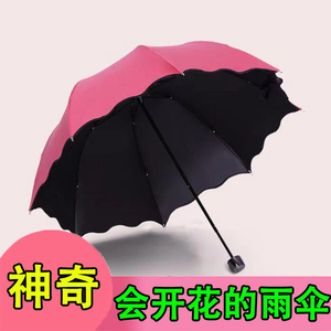遇水开花雨伞折叠伞小巧便携式八骨新款女生晴雨两用防紫外线防晒