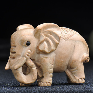 大象摆件实木客厅木质