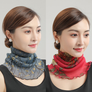 护脖子神器夏天小围脖夏纱巾挂耳防晒围脖巾夏季薄款百搭头巾女士