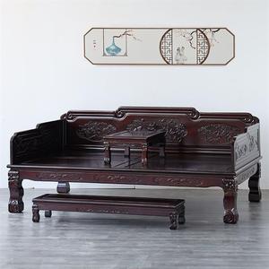 新中式实木罗汉床三件套金花梨木客厅家具仿古典沙发床禅意贵妃榻