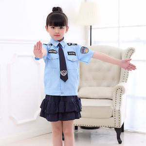夏季儿童小警察服短袖套装警官衣服小军装套装男女童小交警演出服