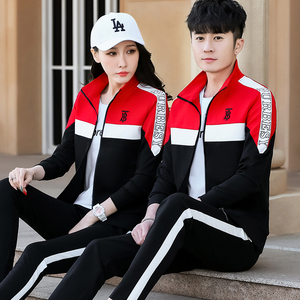 kappa背靠背休闲运动套装男春秋季跑步运动服装女情侣款大码运动