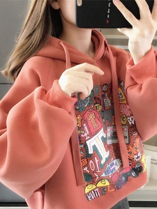 李宁联名女童春秋卫衣2023新款韩版网红洋气儿童加绒长袖中大童潮
