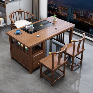 阳台茶桌椅组合新中式功夫实木办公泡茶台套装一体家用小户型茶几