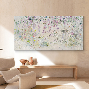 横版抽象立体花卉手绘油画奶油风小众艺术沙发后装饰客厅肌理挂画