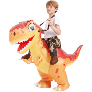 万圣节儿童服装搞笑亲子卡通动物坐骑装扮道具霸王龙恐龙充气衣服