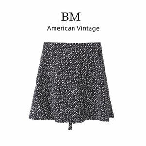 Brandy Girl美式bm碎花系带一片式半身裙设计感性感A字裙裹身短裙