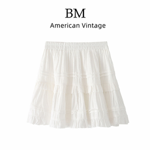 Brandy Girl法式甜美bm白色半身裙女高腰小个子短裙防走光蛋糕裙
