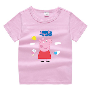 小猪佩奇图案衣服童装儿童百搭女童短袖t恤男童男孩半袖服装上衣