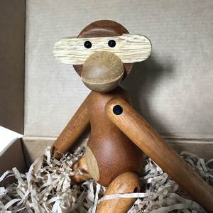 北欧实木猴子摆件丹麦动物木雕木制工艺品创意纯手工生日礼物木质