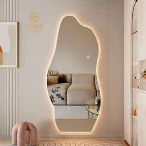GRAGAS生活全身镜壁挂贴墙异形试衣镜创意高级感带灯家用卧室镜子