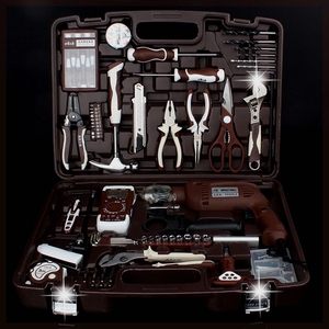 AK 五金工具箱套装 家装维修电工组套 多功能家用手动组合 带电钻