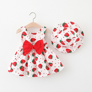 女童连衣裙夏款儿童小女孩草莓背心裙0一1-3岁婴儿儿童新中式套装