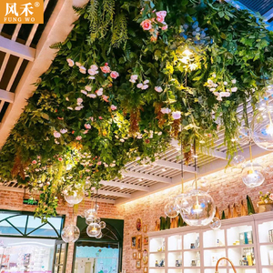 仿真绿植吊顶餐厅直播间吊顶植物装饰森系花艺软装酒吧棚顶造景