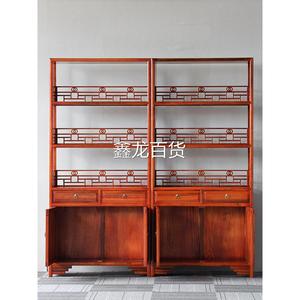 仿古中式书柜实木书架 明清古典置物架组合 南榆木茶叶展示架