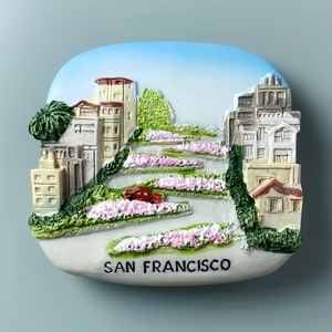美国旧金山九曲花街旅游纪念磁铁冰箱贴创意立体家居装饰品伴手礼
