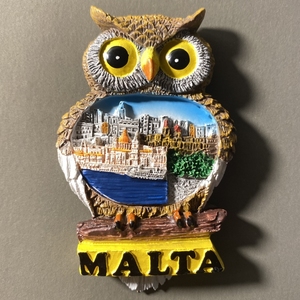 地中海马耳他旅游纪念品彩绘家居装饰工艺品创意猫头鹰磁性冰箱贴