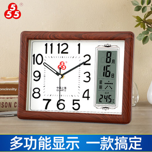 三五牌万年历座钟客厅卧室静音日历台式电子表钟表带温度桌面时钟