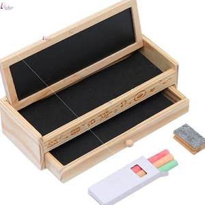 黑板文具盒木质铅笔盒带小黑板的文具盒木头抽屉式收纳盒笔筒双层