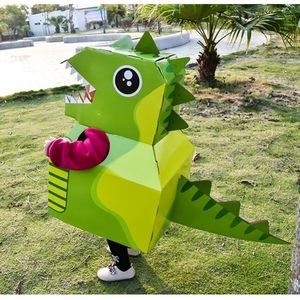 新疆包邮恐龙纸箱可穿纸板模型儿童纸皮玩具手工制作DIY动物穿拼