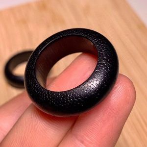 天然披毛犀牛角戒圈戒指跑环把玩收藏送礼自留竹丝纹鱼籽纹清晰