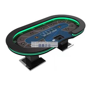 可定制工厂直销豪华德州扑克筹码桌带遥控LED灯 桌面布垫颜色尺寸