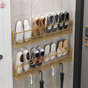 简易门后鞋架免钉放鞋神器超薄门口拖鞋架家用防盗门上壁挂式收纳