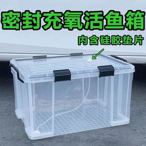 车载装鱼箱后备箱长方形大号透明养鱼箱塑料运输周转箱子车用户外
